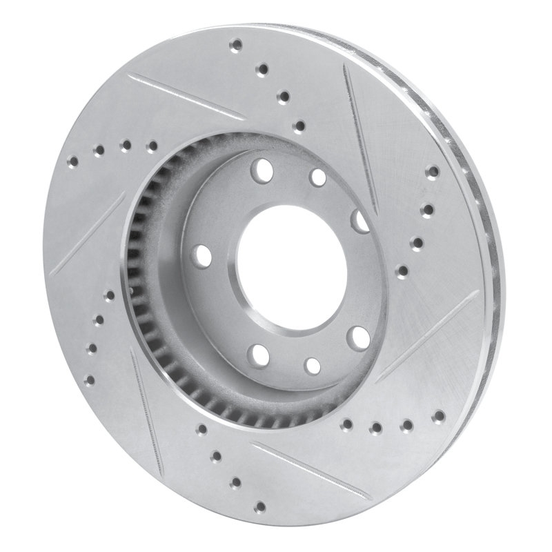 Kia Sedona Brake Rotor (1) - Front Left - R1 Concepts - Drilled & Slotted - Silver - `03-`05